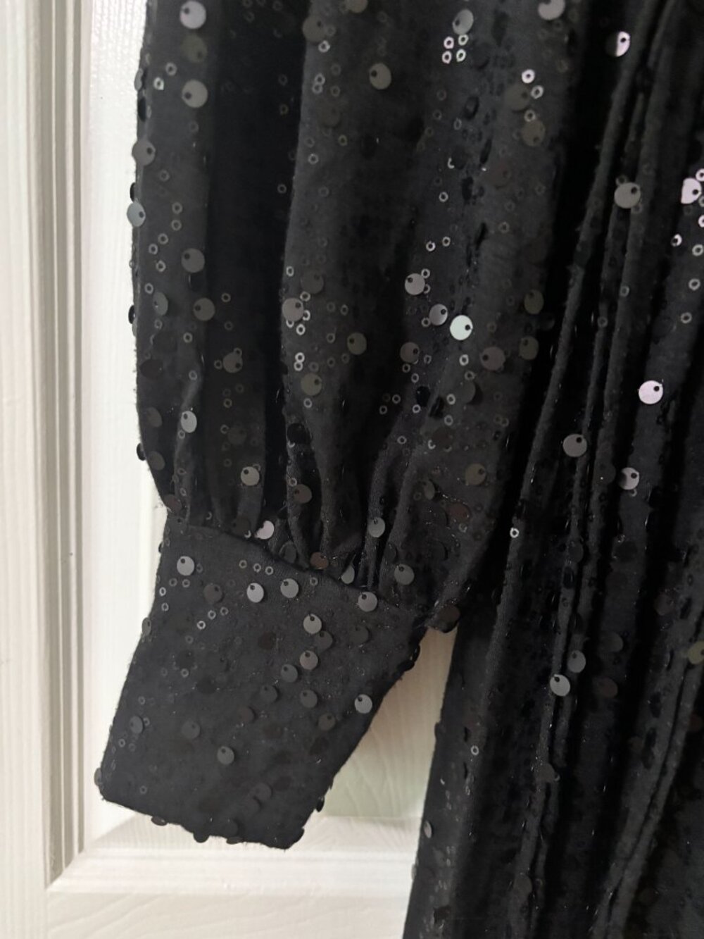 Karen Millen Black Sequin Long Sleeve Wrap Jumpsuit size s (8/10) - Picture 3 of 7